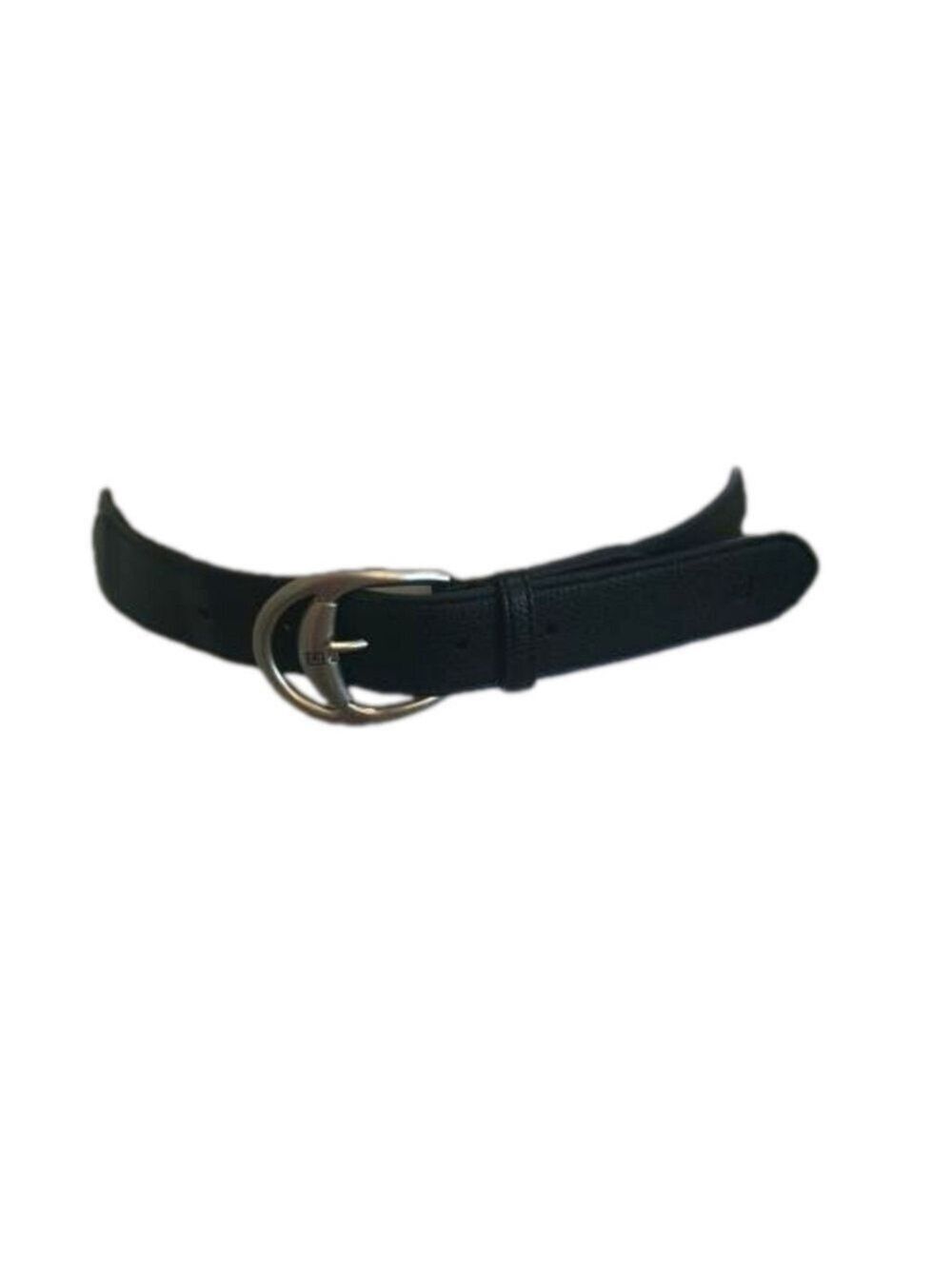 Chaps black belt split back Silver tone buckle. Classic, closet staple Sz L